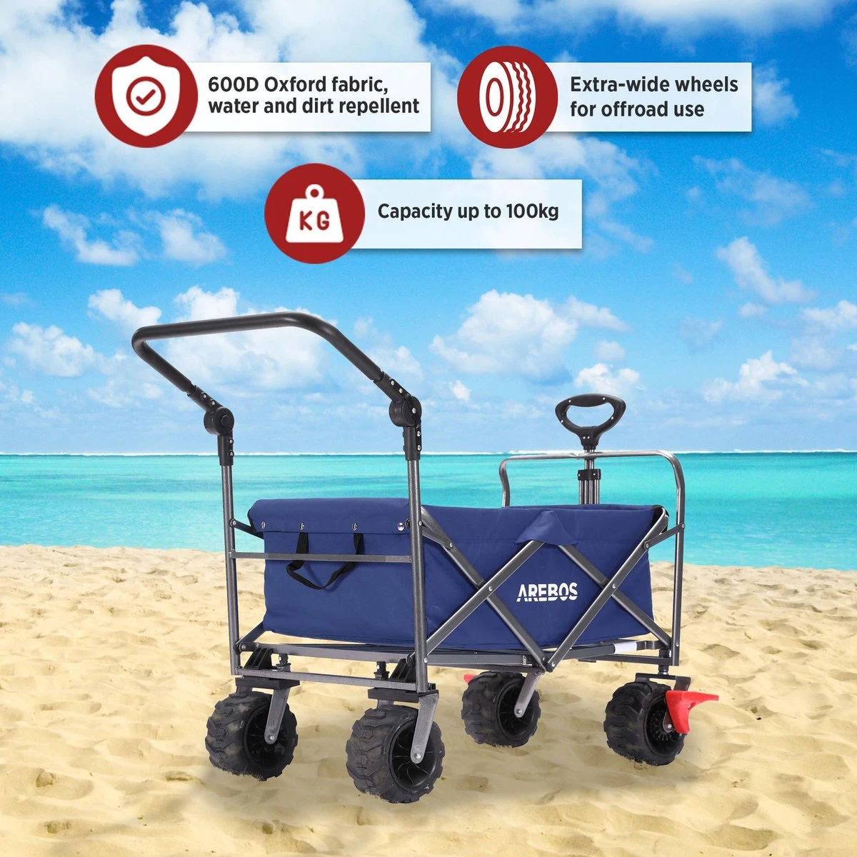 AREBOS Handkar | Transportwagen | Apparatuurwagen | Opvouwbaar | Duwstang| Blauw AREBOS Handkar | Transportwagen | Apparatuurwagen | Opvouwbaar | Duwstang| Blauw -Bo-Camp Verkoop 1200x1200 1958