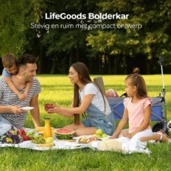 LifeGoods Bolderkar - Opvouwbaar - Tot 80KG - 94L - Wasbaar Polyester - 98x45cm - Blauw/Grijs -Bo-Camp Verkoop 1200x1200 1977