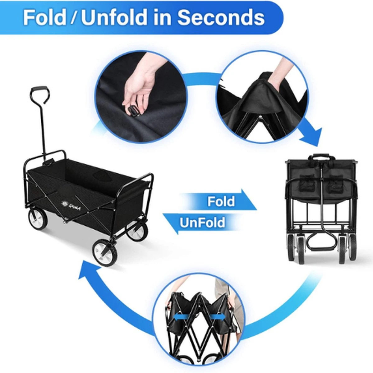 Rijoka Opvouwbare Bolderkar/Bolderwagen | Zwart Rijoka Opvouwbare Bolderkar/Bolderwagen | Zwart -Bo-Camp Verkoop 1200x1200 1981