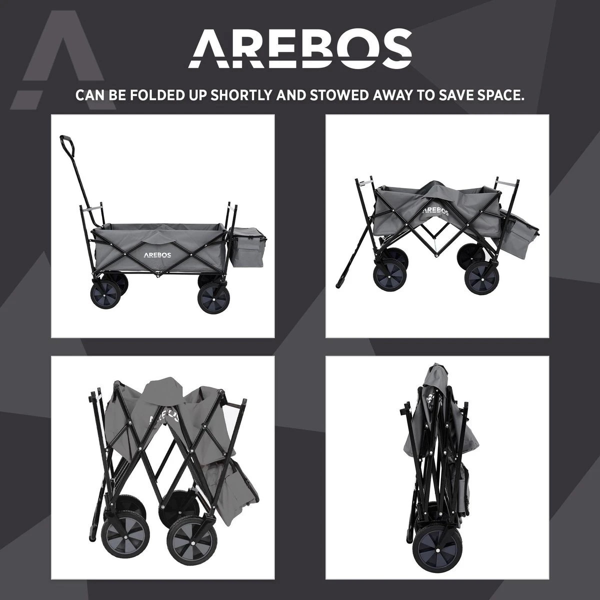 AREBOS Handwagen Vouwbare dak Handwagen Vouwbare Trolley Uitrustingswagen Grijs AREBOS Handwagen Vouwbare Dak Handwagen Vouwbare Trolley Uitrustingswagen Grijs -Bo-Camp Verkoop 1200x1200 1984