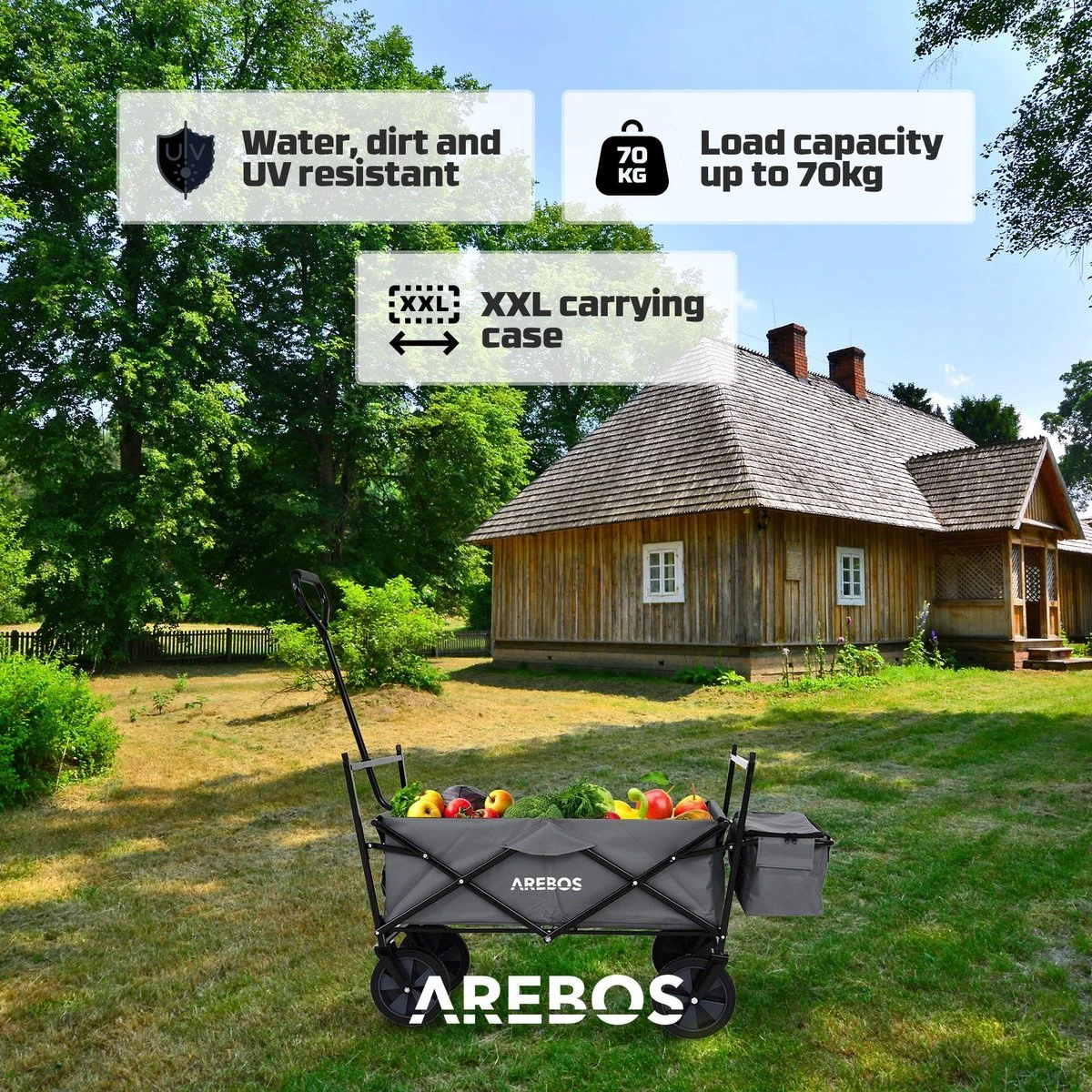 AREBOS Handwagen Vouwbare dak Handwagen Vouwbare Trolley Uitrustingswagen Grijs AREBOS Handwagen Vouwbare Dak Handwagen Vouwbare Trolley Uitrustingswagen Grijs -Bo-Camp Verkoop 1200x1200 1987