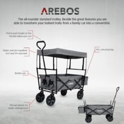 AREBOS Handwagen Vouwbare Dak Handwagen Vouwbare Trolley Uitrustingswagen Grijs 6 AREBOS Handwagen Vouwbare Dak Handwagen Vouwbare Trolley Uitrustingswagen Grijs -Bo-Camp Verkoop 1200x1200 1988