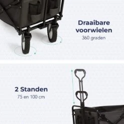 LifeGoods Bolderkar - Opvouwbaar - Draaibare Wielen - 2 Standen - 70KG Draagkracht - Grijs -Bo-Camp Verkoop 1200x1200 1992