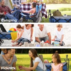 LifeGoods Bolderkar - Opvouwbaar - Tot 120KG - 103L - Extra Draagtas En Duwstang - Wasbaar Polyester - 98x45cm - Blauw/Grijs -Bo-Camp Verkoop 1200x1200 2013