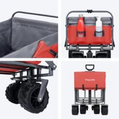 LifeGoods Bolderkar - Opvouwbaar - Tot 80KG - 94L - Wasbaar Polyester - 98x45cm - Rood/Grijs -Bo-Camp Verkoop 1200x1200 2031