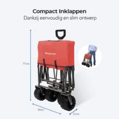 LifeGoods Bolderkar - Opvouwbaar - Tot 80KG - 94L - Wasbaar Polyester - 98x45cm - Rood/Grijs -Bo-Camp Verkoop 1200x1200 2032
