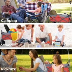 LifeGoods Bolderkar - Opvouwbaar - Tot 80KG - 94L - Wasbaar Polyester - 98x45cm - Rood/Grijs -Bo-Camp Verkoop 1200x1200 2033