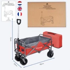 LifeGoods Bolderkar - Opvouwbaar - Tot 80KG - 94L - Wasbaar Polyester - 98x45cm - Rood/Grijs -Bo-Camp Verkoop 1200x1200 2034