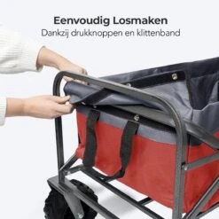LifeGoods Bolderkar - Opvouwbaar - Tot 80KG - 94L - Wasbaar Polyester - 98x45cm - Rood/Grijs -Bo-Camp Verkoop 1200x1200 2036