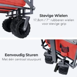 LifeGoods Bolderkar - Opvouwbaar - Tot 80KG - 94L - Wasbaar Polyester - 98x45cm - Rood/Grijs -Bo-Camp Verkoop 1200x1200 2037