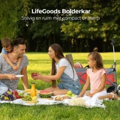 LifeGoods Bolderkar - Opvouwbaar - Tot 80KG - 94L - Wasbaar Polyester - 98x45cm - Rood/Grijs -Bo-Camp Verkoop 1200x1200 2038