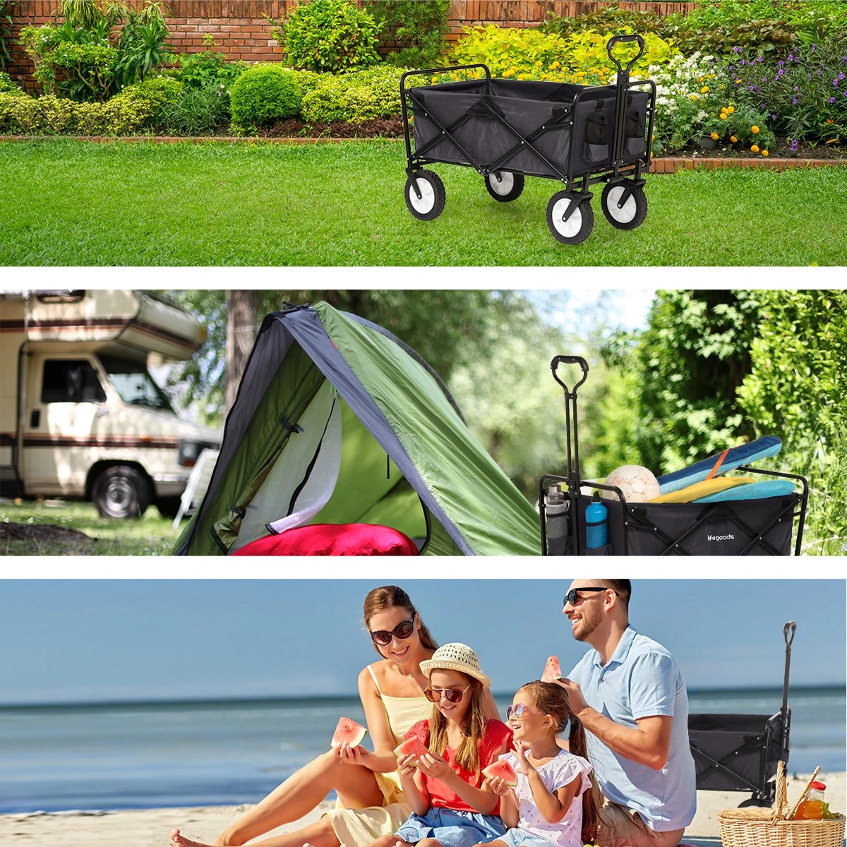 LifeGoods Bolderkar - Opvouwbaar - Draaibare wielen - 2 Standen - 70KG Draagkracht - Zwart LifeGoods Bolderkar - Opvouwbaar - Draaibare Wielen - 2 Standen - 70KG Draagkracht - Zwart -Bo-Camp Verkoop 1200x1200 2043