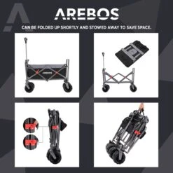 AREBOS Handkar | Transportwagen | Apparatuurwagen | Opvouwbaar | Zwart / Grijs -Bo-Camp Verkoop 1200x1200 2050