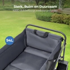 LifeGoods Bolderkar - Opvouwbaar - Tot 80KG - 94L - Wasbaar Polyester - 98x45cm - Zwart/Grijs -Bo-Camp Verkoop 1200x1200 2058