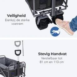 LifeGoods Bolderkar - Opvouwbaar - Tot 80KG - 94L - Wasbaar Polyester - 98x45cm - Zwart/Grijs -Bo-Camp Verkoop 1200x1200 2063