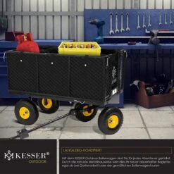Exxen KESSER® Bolderkar, 550 Kg Belastbaar, Tuinwagen, Transportwagen, Tuinwagen, Uitneembaar Zeil, Gereedschapswagen, Handwagen, Veelzijdig Inzetbaar, Zwart -Bo-Camp Verkoop 1200x1200 2070