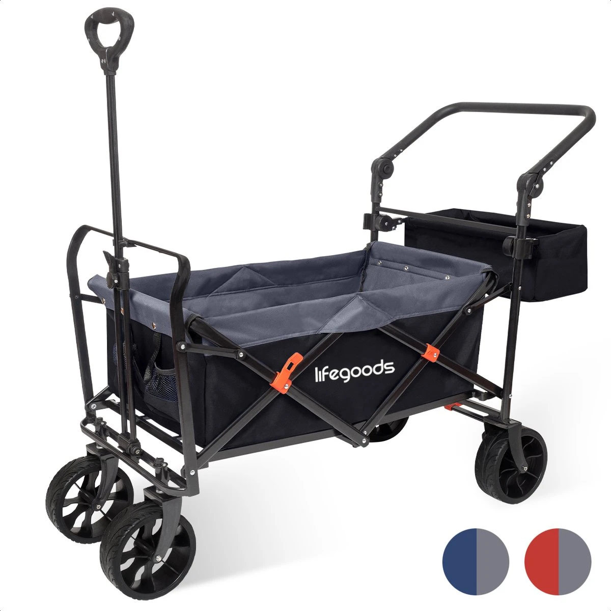 LifeGoods Bolderkar - Opvouwbaar - tot 120KG - 103L - Extra Draagtas en Duwstang - Wasbaar Polyester - 98x45cm - Zwart/Grijs LifeGoods Bolderkar - Opvouwbaar - Tot 120KG - 103L - Extra Draagtas En Duwstang - Wasbaar Polyester - 98x45cm - Zwart/Grijs -Bo-Camp Verkoop 1200x1200 2099