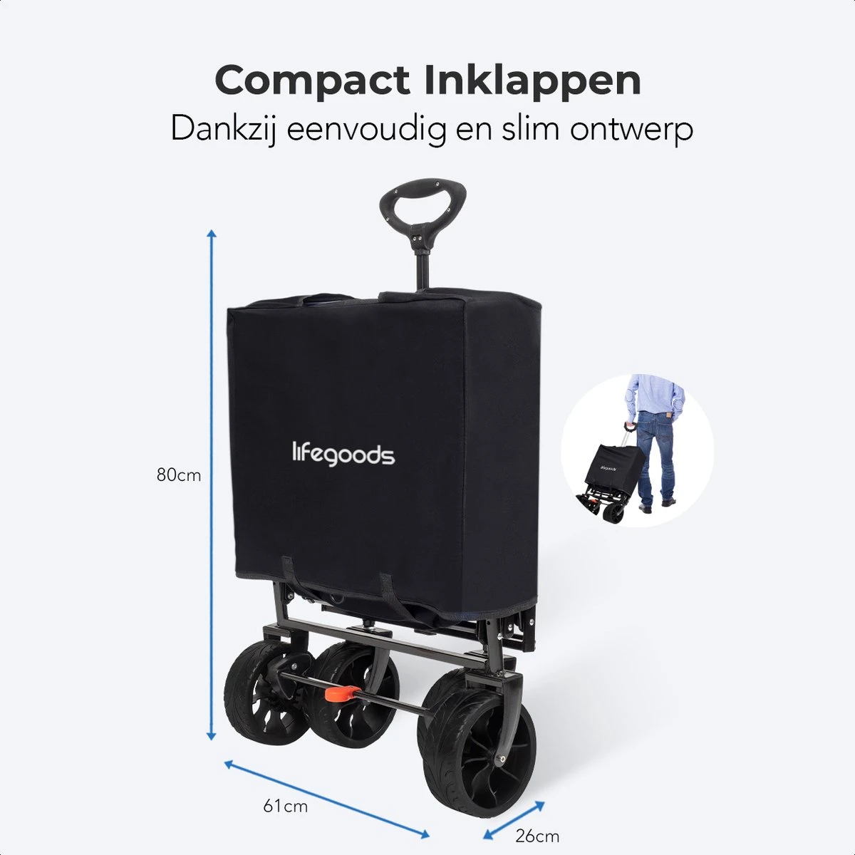 LifeGoods Bolderkar - Opvouwbaar - tot 120KG - 103L - Extra Draagtas en Duwstang - Wasbaar Polyester - 98x45cm - Zwart/Grijs LifeGoods Bolderkar - Opvouwbaar - Tot 120KG - 103L - Extra Draagtas En Duwstang - Wasbaar Polyester - 98x45cm - Zwart/Grijs -Bo-Camp Verkoop 1200x1200 2101