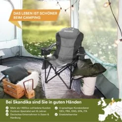 Skandika Relax Comfort Campingstoel - Campingstoel Opvouwbaar - Comfortabele Klapstoel Met Drinkhouder En Koelvak, Tot Max. 160 Kg, Opvouwbaar, Lichtgewicht | Vouwstoel Voor Kamperen, Camping, Festival, Vissen – Grijs -Bo-Camp Verkoop 1200x1200 211