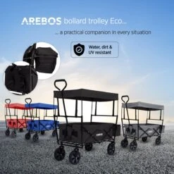 AREBOS Handwagen Vouwbare Dak Handwagen Vouwbare Trolley Uitrustingswagen Zwart -Bo-Camp Verkoop 1200x1200 2117