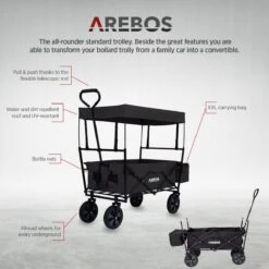 AREBOS Handwagen Vouwbare Dak Handwagen Vouwbare Trolley Uitrustingswagen Zwart -Bo-Camp Verkoop 1200x1200 2120