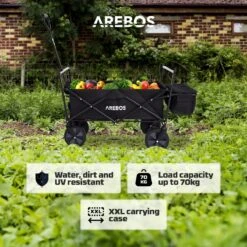 AREBOS Handwagen Vouwbare Dak Handwagen Vouwbare Trolley Uitrustingswagen Zwart -Bo-Camp Verkoop 1200x1200 2121