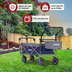 AREBOS Premium Steekwagen Met Dak Opvouwbare Tuinkar Handkar Bolderkar Blauw / Grijs -Bo-Camp Verkoop 1200x1200 2142