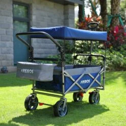 AREBOS Premium Steekwagen Met Dak Opvouwbare Tuinkar Handkar Bolderkar Blauw / Grijs -Bo-Camp Verkoop 1200x1200 2143