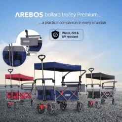 AREBOS Premium Steekwagen Met Dak Opvouwbare Tuinkar Handkar Bolderkar Blauw / Grijs -Bo-Camp Verkoop 1200x1200 2145