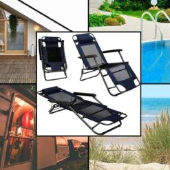 Ligstoel 155x60cm - Opvouwbaar Campingstoel Ligbed Strandstoel Tuinstoel Vouwligstoel Blauw -Bo-Camp Verkoop 1200x1200 251