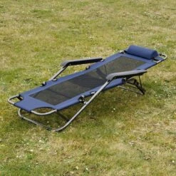 Ligstoel 155x60cm - Opvouwbaar Campingstoel Ligbed Strandstoel Tuinstoel Vouwligstoel Blauw -Bo-Camp Verkoop 1200x1200 254