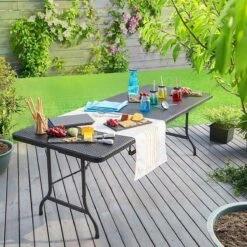 Casaria Tuintafel Opvouwbaar – Met Draaggreep 180x75 Cm – Zwart -Bo-Camp Verkoop 1200x1200 371