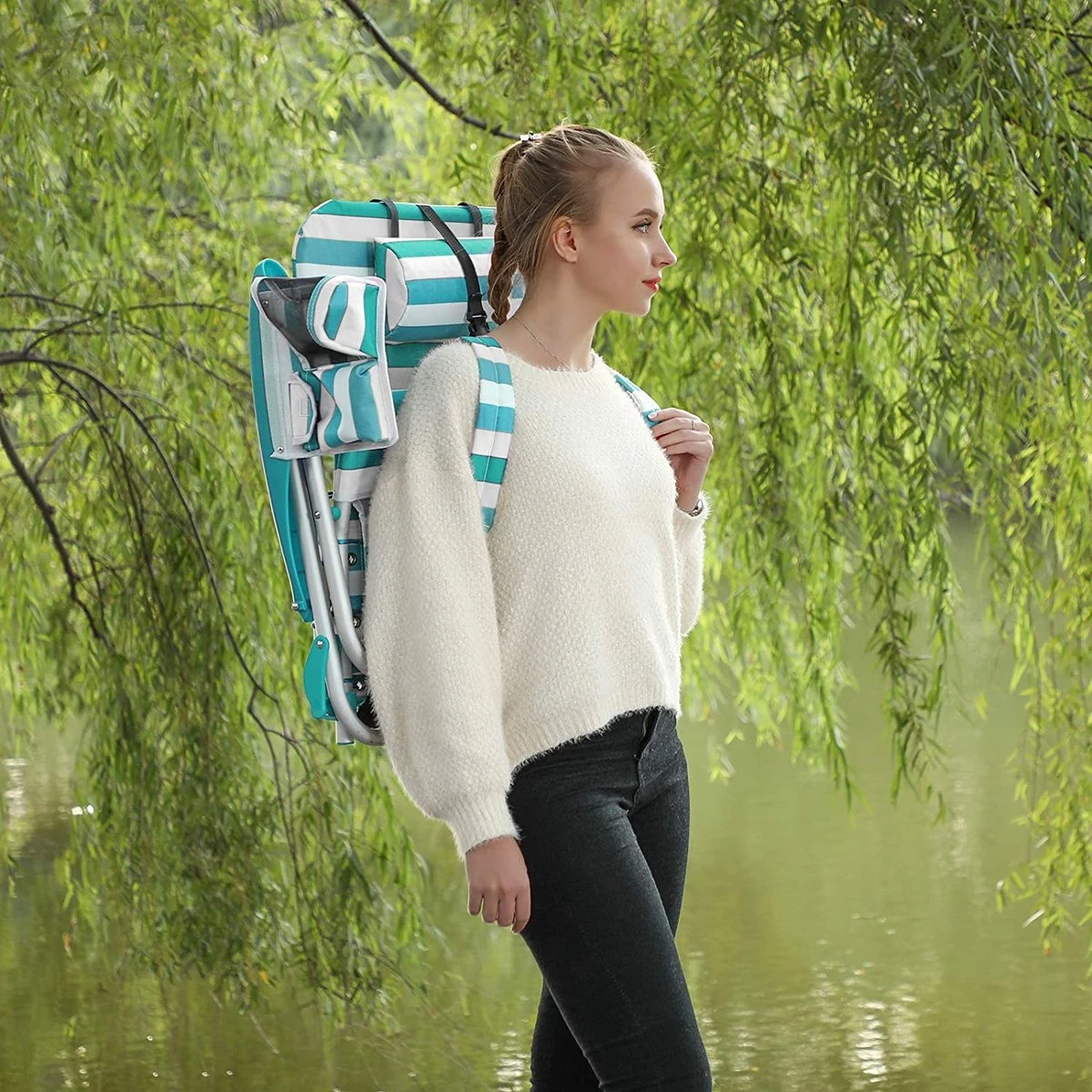 strandstoel met afneembare hoofdsteun, draagbare klapstoel, campingstoel, rugleuning tot 180° verstelbaar, met bekerhouder en zijvak, groene en witte strepen GCB62JW Strandstoel Met Afneembare Hoofdsteun, Draagbare Klapstoel, Campingstoel, Rugleuning Tot 180° Verstelbaar, Met Bekerhouder En Zijvak, Groene En Witte Strepen GCB62JW -Bo-Camp Verkoop 1200x1200 39
