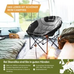 Skandika Moonchair Sirkka – Campingstoelen – Klapstoel – Vouwstoel – Kampeerstoel - Grote, Comfortabele, Campingstoel Opvouwbaar, Gepolsterd, Koelvak, Drinkhouder, Draaggreep En Draagtas, Antislipvoetjes - Max. 150 Kg – Zwart/grijs -Bo-Camp Verkoop 1200x1200 51