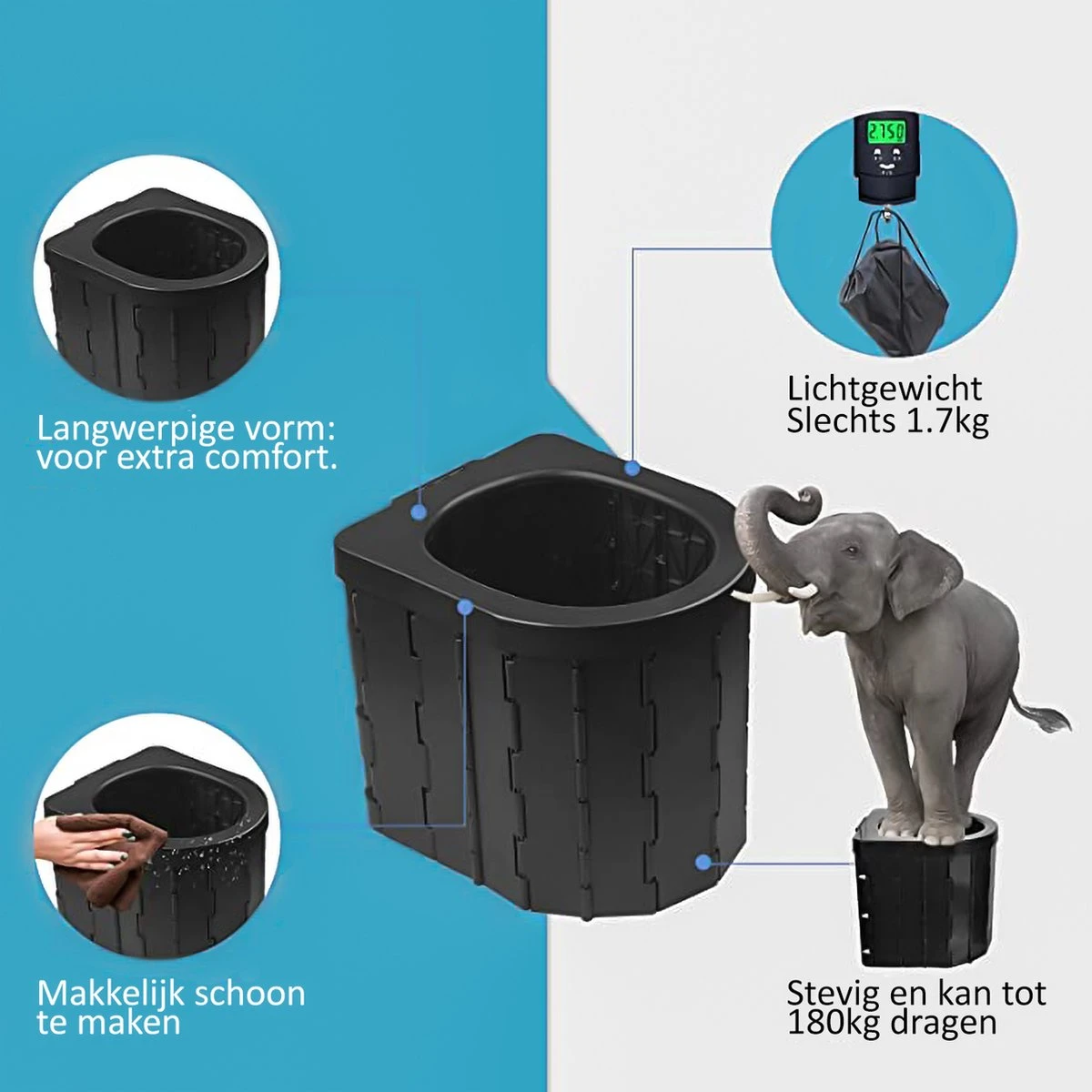 Camping Toilet met draagtas en 10 vuilzakken - Toiletemmer draagbaar met deksel Merkloos Camping Toilet Met Draagtas En 10 Vuilzakken - Toiletemmer Draagbaar Met Deksel -Bo-Camp Verkoop 1200x1200 692