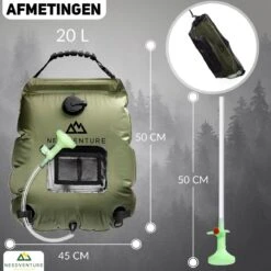 Needventure Solar Douche - Camping Douchezak - Buiten Douche - Tuindouche - Inclusief Thermometer - Waterzak Met Douchekop - 20L - Groen -Bo-Camp Verkoop 1200x1200 694