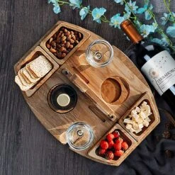 Merkloos Houten Outdoor Wijntafel Draagbare Houten Picknicktafel Mini Campingtafels Met Wijnglas Houder Voor Tuin Outdoor Camping Picknick Strand - Plataan Hout - Wijn -Bo-Camp Verkoop 1200x1200 71