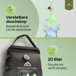 Needventure Solar Douche - Camping Douchezak - Buiten Douche - Tuindouche - Inclusief Thermometer - Waterzak Met Douchekop - 20L - Zwart -Bo-Camp Verkoop 1200x1200 713