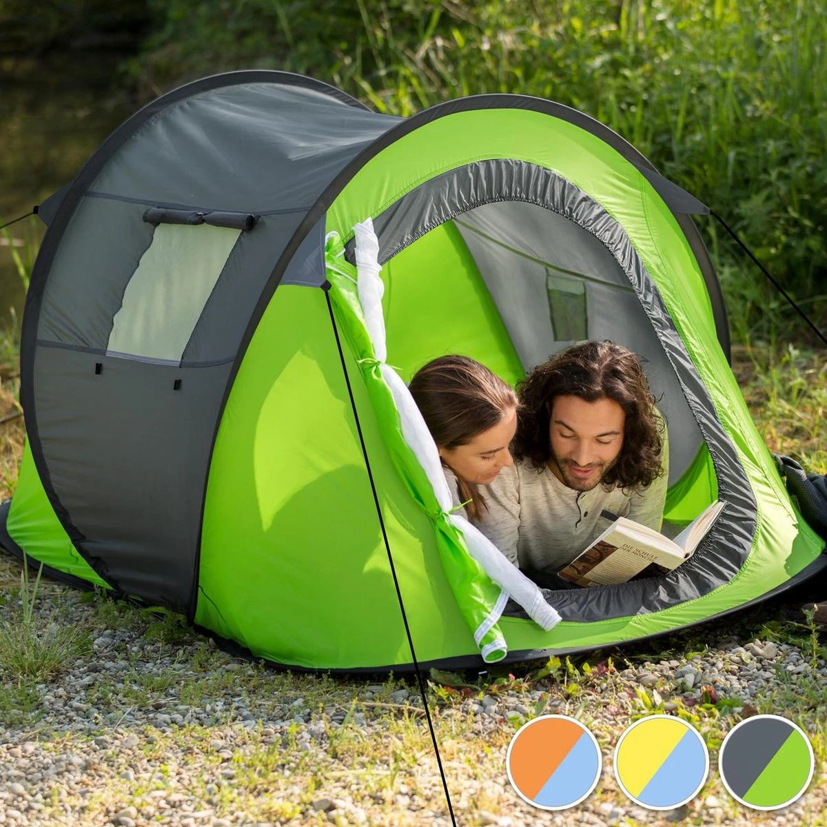Pop Up Tent Waterkolom 1500 Mm/Cm² - Blauw - 2 Persoons Pop Up Tent Waterkolom 1500 Mm/Cm² - Blauw - 2 Persoons -Bo-Camp Verkoop 1200x1200 746