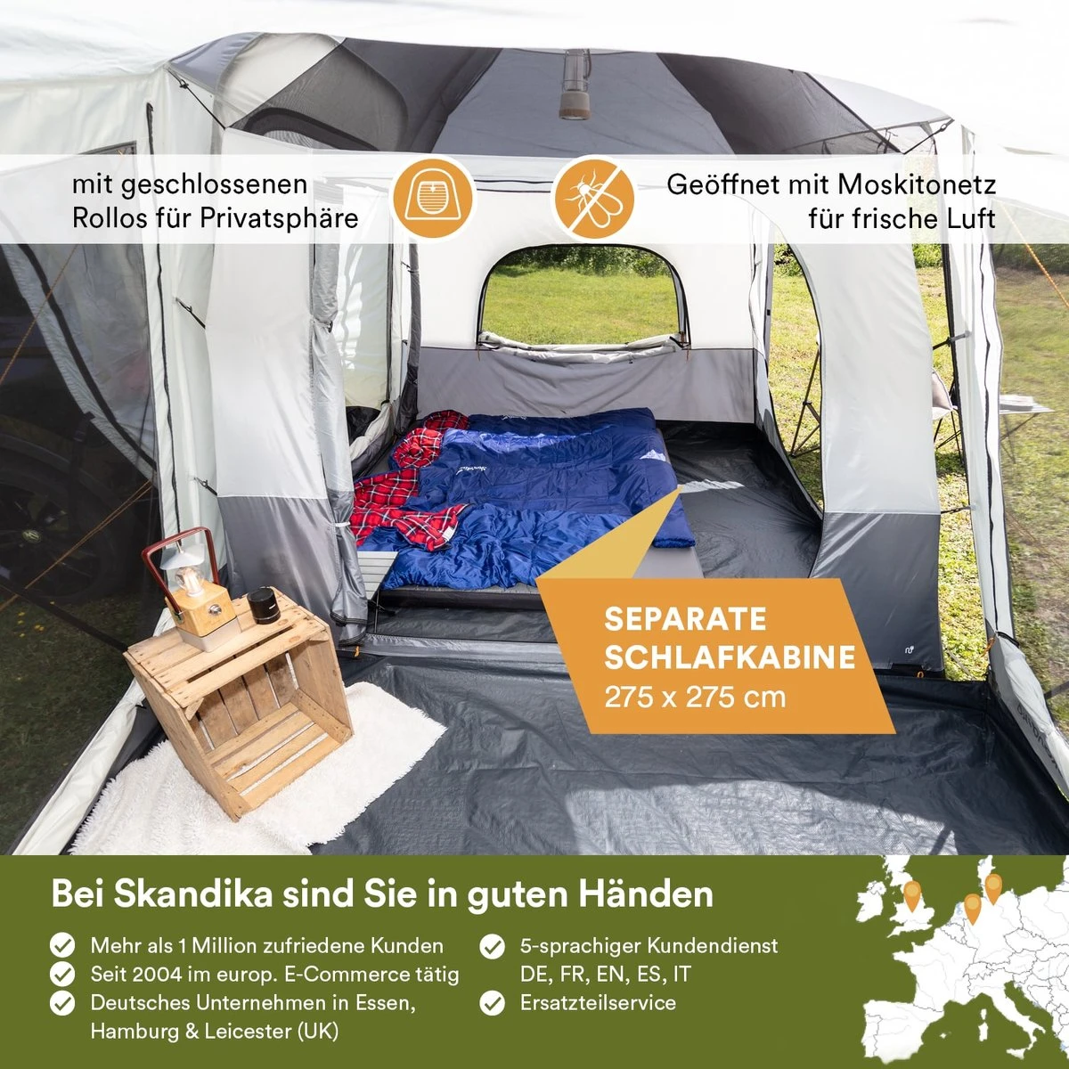 Skandika Pitea XL CROSS Tent – Koepeltenten - Autotent – Campingtent voor SUV, Caddy, Auto, CUV - Voor max. 4 personen – vrijstaand – met/zonder slaapcabine – Max. stahoogte 230 cm – 3000mm waterkolom - 475 x 290 x 230 cm (LxBxH) – Kamperen - grijs Skandika Pitea XL CROSS Tent – Koepeltenten - Autotent – Campingtent Voor SUV, Caddy, Auto, CUV - Voor Max. 4 Personen – Vrijstaand – Met/zonder Slaapcabine – Max. Stahoogte 230 Cm – 3000mm Waterkolom - 475 X 290 X 230 Cm (LxBxH) – Kamperen - Grijs -Bo-Camp Verkoop 1200x1200 759