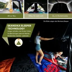 Skandika Nimbus Sleeper 12 Tent – Koepeltenten – 12 Persoons Familietent - Campingtent – Muggengaas – Sleeper Technology (3 Extra Donkere Slaapcabines) – 760 X 630 X 215 Cm (LxBxH) – 5000 Mm Waterkolom – Camping, Tuin – Kamperen – Blauw/wit -Bo-Camp Verkoop 1200x1200 777