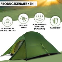 Cloud Up 3 Upgraded - Naturehike® - Tent 3 Persoons - Lichtgewicht Tent - Incl. Grondzeil - 20D 4000MM - Outdoor Kampeertent - Waterdicht - Hiking & Wandelen 2 Cloud Up 3 Upgraded - Naturehike® - Tent 3 Persoons - Lichtgewicht Tent - Incl. Grondzeil - 20D 4000MM - Outdoor Kampeertent - Waterdicht - Hiking & Wandelen -Bo-Camp Verkoop 1200x1200 809