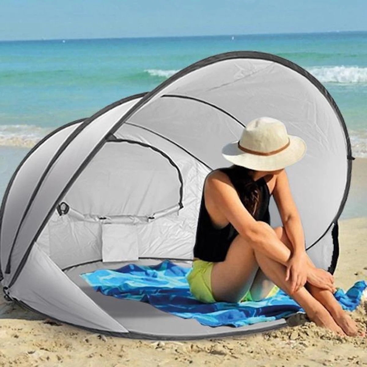Deryan Luxe Pop Up Strandtent XXL - Anti-UV 50+ - Zilver Deryan Luxe Pop Up Strandtent XXL - Anti-UV 50+ - Zilver -Bo-Camp Verkoop 1200x1200 812