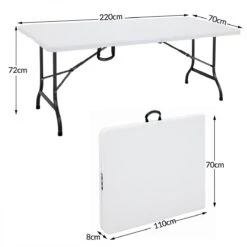 Casaria Tuintafel Opvouwbaar – Met Draaggreep 220x70 Cm – Wit -Bo-Camp Verkoop 1200x1200 82