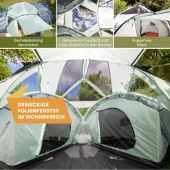 Skandika Bern 4 Koepeltent - Koepeltent - Tenten - 4 Persoons Kampeertent Met Panoramisch Dakraam, 2 Slaapcabines, Grondzeil, 210 Cm Stahoogte, Waterdicht, 4000 Mm Waterkolom - Grote Outdoor Familie Tent, Kampeertent - Grijs -Bo-Camp Verkoop 1200x1200 837