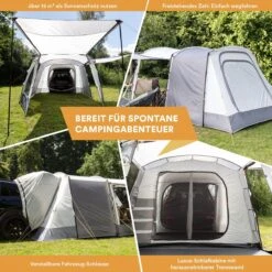 Skandika Pitea XL UP Tent – Koepeltenten - Autotent – 4 Persoons Campingtent Voor SUV, Caddy, Auto, CUV – Vrijstaand – Met/zonder Slaapcabine – Max. Stahoogte 200 Cm – Waterdicht Met 3000mm Waterkolom - 515 X 300 X 200 Cm (LxBxH) – Kamperen - Grijs -Bo-Camp Verkoop 1200x1200 937