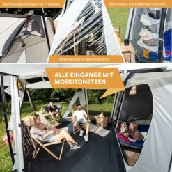 Skandika Pitea XL UP Tent – Koepeltenten - Autotent – 4 Persoons Campingtent Voor SUV, Caddy, Auto, CUV – Vrijstaand – Met/zonder Slaapcabine – Max. Stahoogte 200 Cm – Waterdicht Met 3000mm Waterkolom - 515 X 300 X 200 Cm (LxBxH) – Kamperen - Grijs -Bo-Camp Verkoop 1200x1200 940