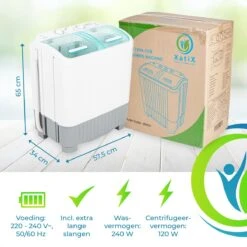 XatiX - Mini Wasmachine Met Dubbele Trommel 5,6 Kg - Toerental 1400 4 XatiX - Mini Wasmachine Met Dubbele Trommel 5,6 Kg - Toerental 1400 -Bo-Camp Verkoop 1200x1200 976