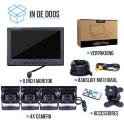 Strex Achteruitrijcamera Set Bedraad Met 4 Camera's (tegelijk Bekijken) - 9" Scherm - 18LED Nachtzicht 15m - IP67 Waterdicht - Achteruitrij Camera -Bo-Camp Verkoop 1200x1200 986