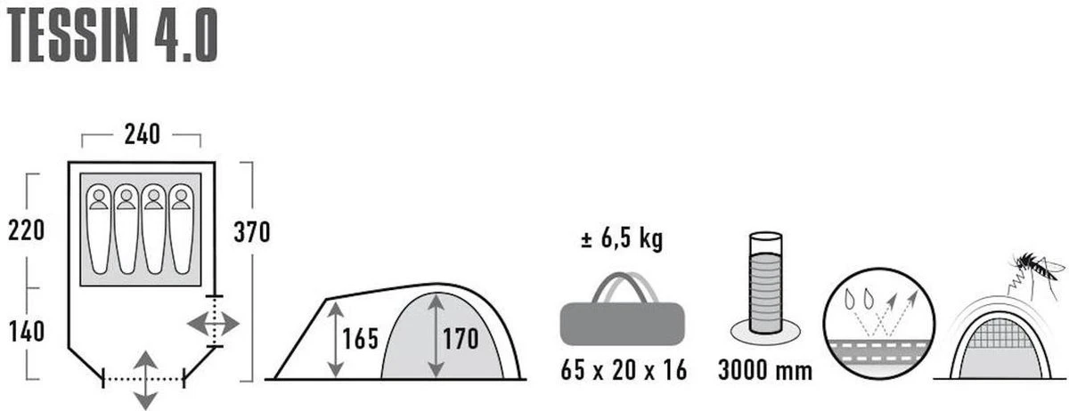 High Peak Tessin 4.0 Koepeltent - Nimbus Grijs - 4 Persoons High Peak Tessin 4.0 Koepeltent - Nimbus Grijs - 4 Persoons -Bo-Camp Verkoop